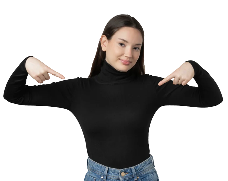 Chubby lady wearing black long sleeve